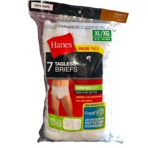 2014 Hanes Men's White‎ Comfort Flex Tagless Briefs 7 Value Pack Size XL 40-42